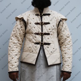 Medieval Viking Padded Gambeson With Leather Trim Ver.3