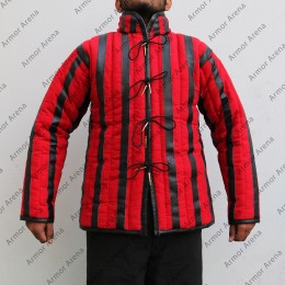 Arming Doublet Diego Linen & Leather Trim 15th Century