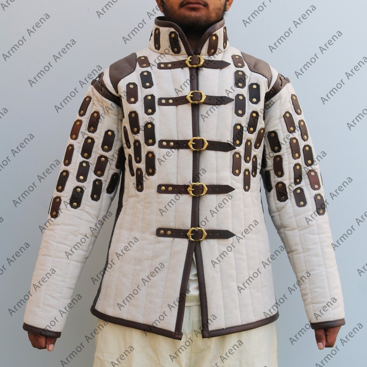 Medieval Viking Padded Gambeson With Leather Trim Ver.2