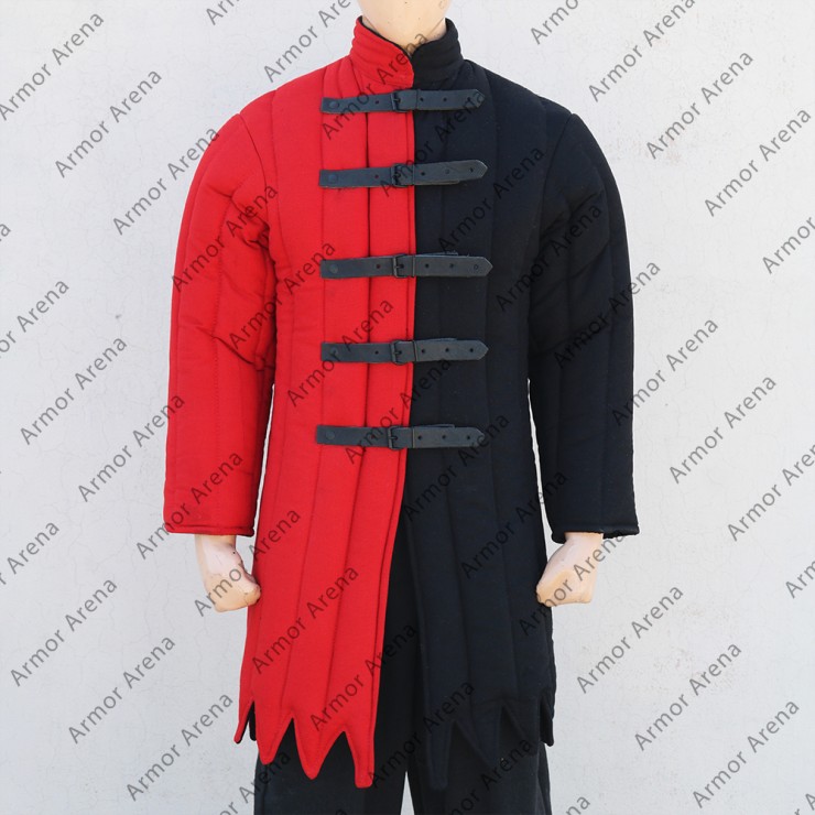 Medieval Gambeson in Two Colors with Long Sleeves and Pointed Bottom