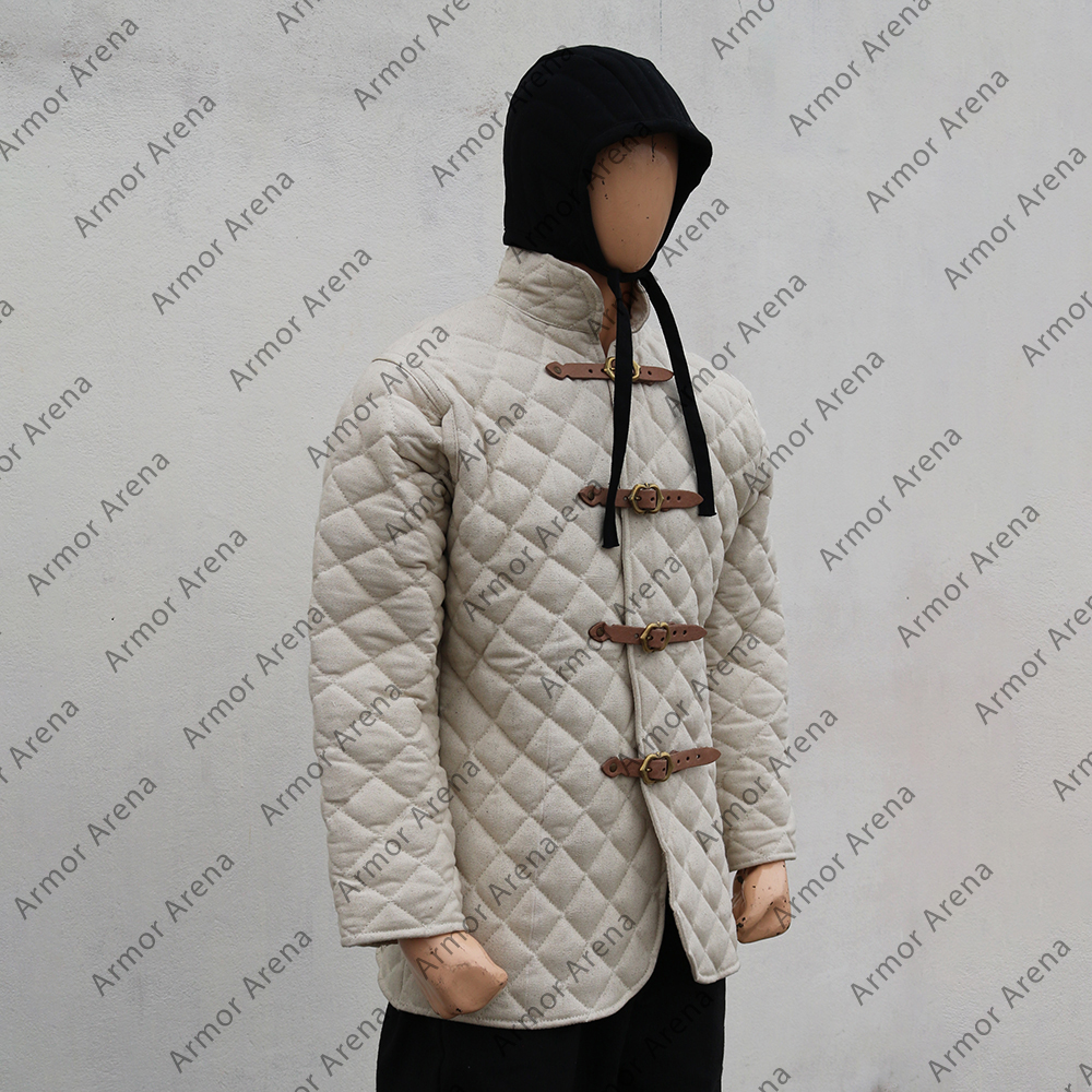 House of Warfare Medieval Gambeson Veste pour homme | Manteau rembourré Gambeson 13ème siècle 2 couches – Vêtement matelassé en coton arming wear, noir, Small