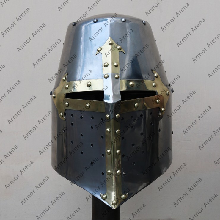 Great Helmet, 14th C  With Brass Edge