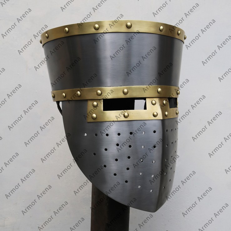 Cylindrical Flat Top Helmet with brass Edges