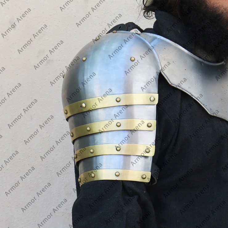 Knight Plate Shoulder 14th Century with Brass Edge